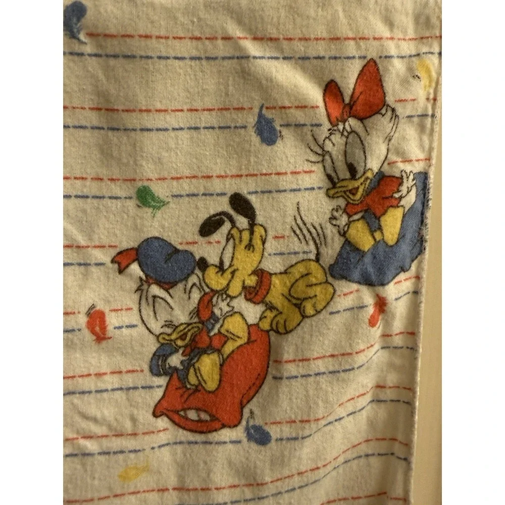 VTG 1984 Disney Baby‎ Receiving Blanket Mickey Minnie Donald Flannel 38